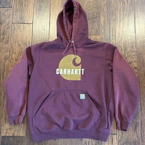 Carhartt maroon logo hoodie sz L